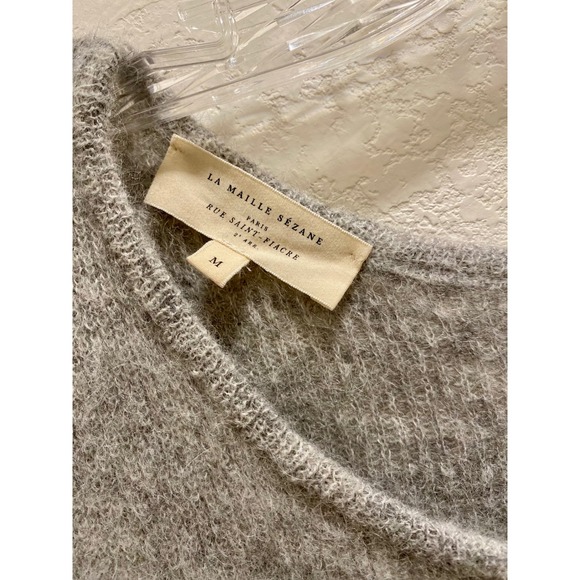 SEZANE Gaspar Cardigan Grey Super Kid Mohair Baby Alpaca Button Front Cardigan M - Picture 7 of 12